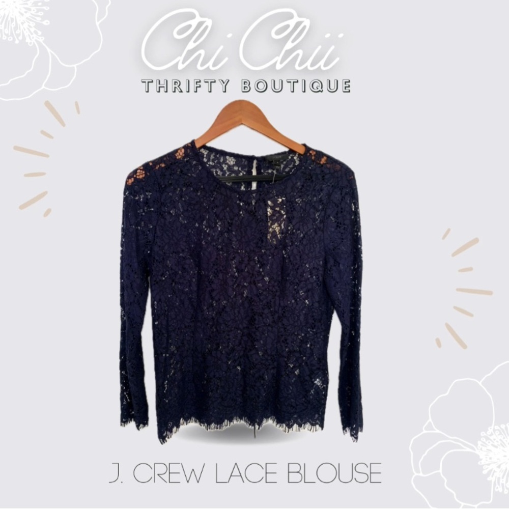 ❤️ NWT J. Crew Navy Sheer blue Lace Top NWT sz 4
